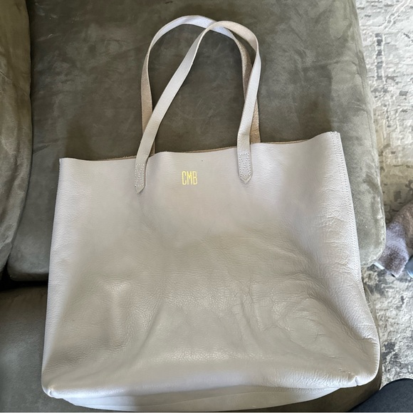 MADEWELL transport tote Elegant Gray Leather Tote Bag - Picture 8 of 11
